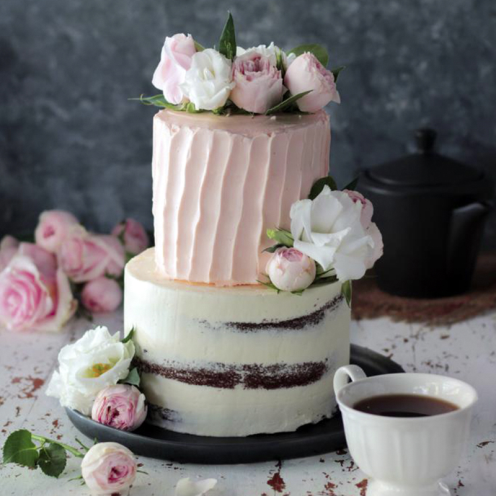 PINK CHOCOLATE FLOWER CAKE